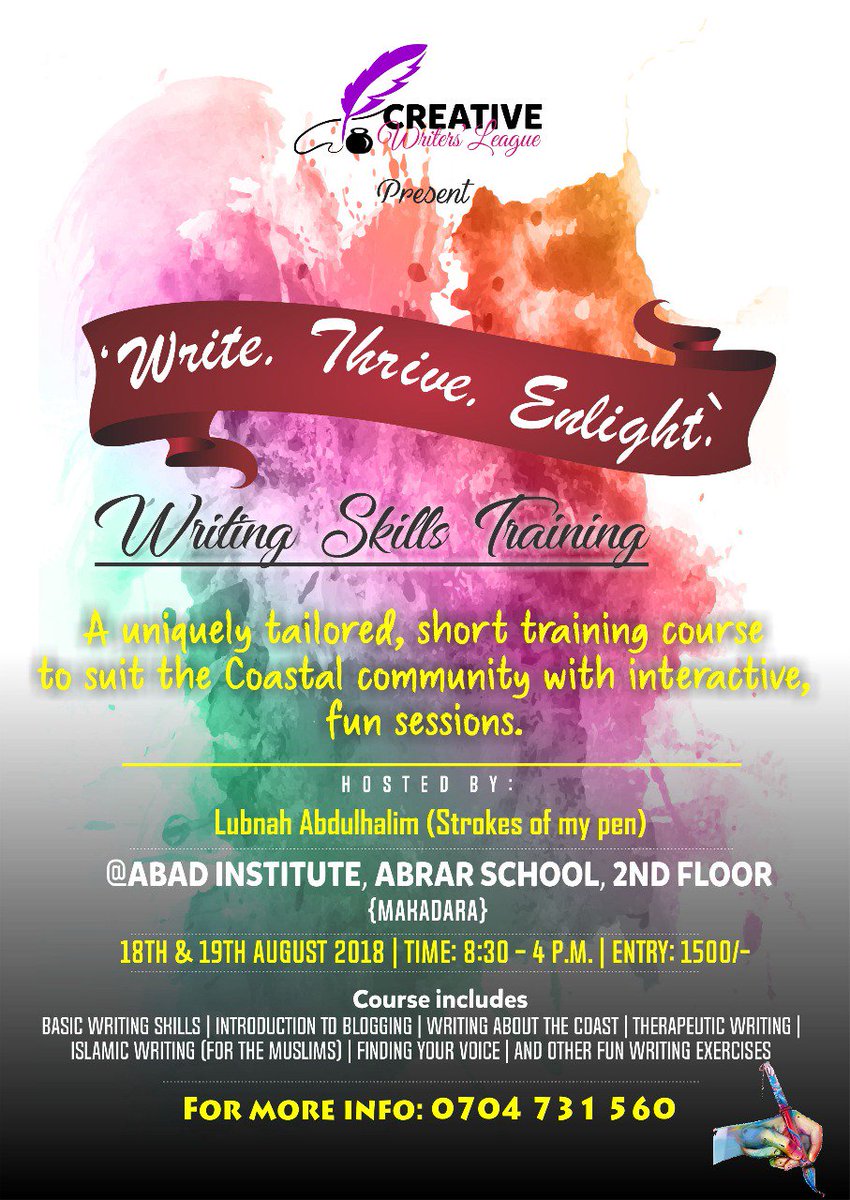 lubnah_with_h's tweet photo. #writingkenya #writingthecoast #bloggers #Islamicwriting #Coastalwriters #pwani #training #writingtraining https://t.co/3pT94etnIb
