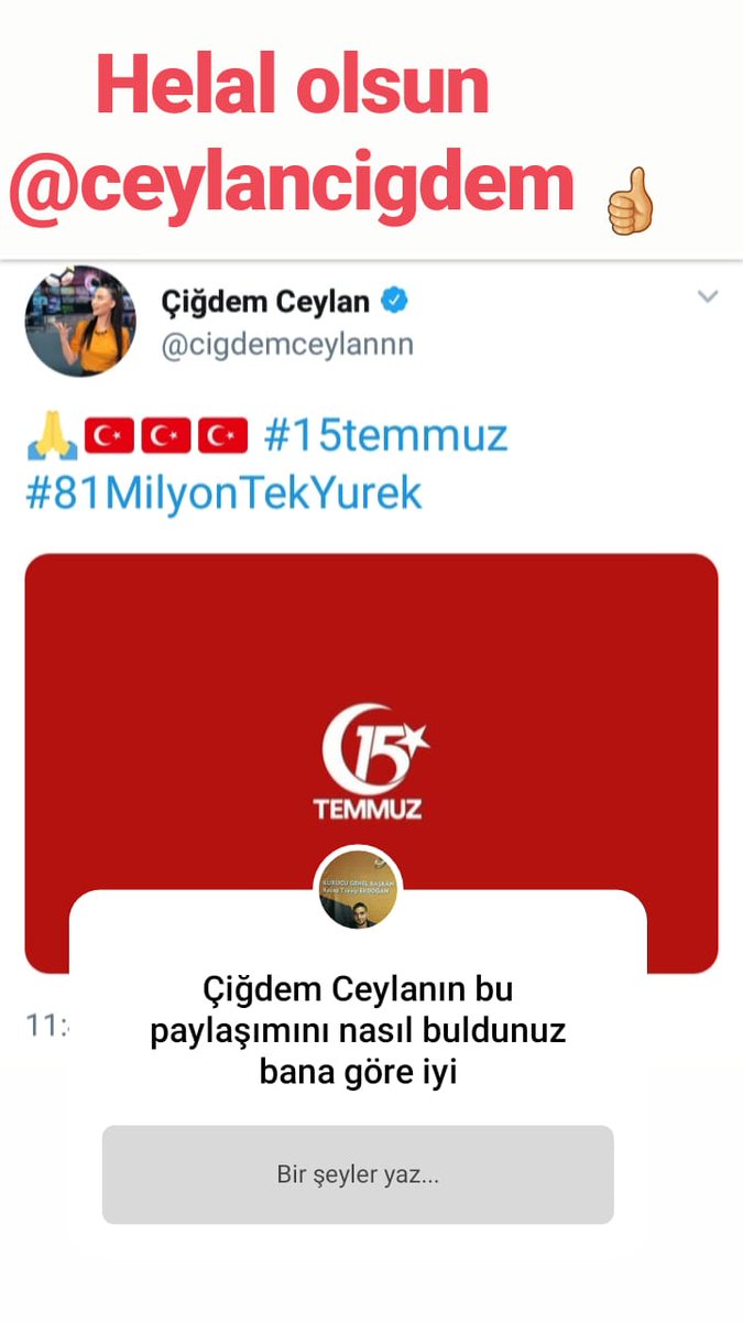 Helal olsun sana Çiğdem Ceylan #Unutmayacağız #15Temmuz