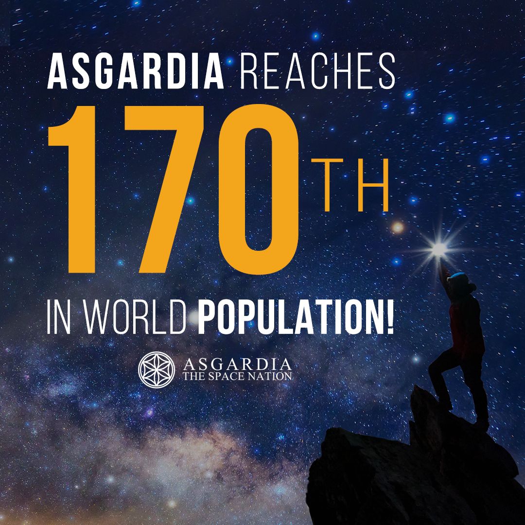 AsgardiaSpace's tweet photo. Welcome to all the new #Asgardia residents! Asgardia is now 170th of 200+ countries compared by population! Don't forget that Asgardia is welcoming new residents. You can join now at https://t.co/2ji0VzvZ4s #AsgardiaSpaceNation https://t.co/Ml13EYBbUN