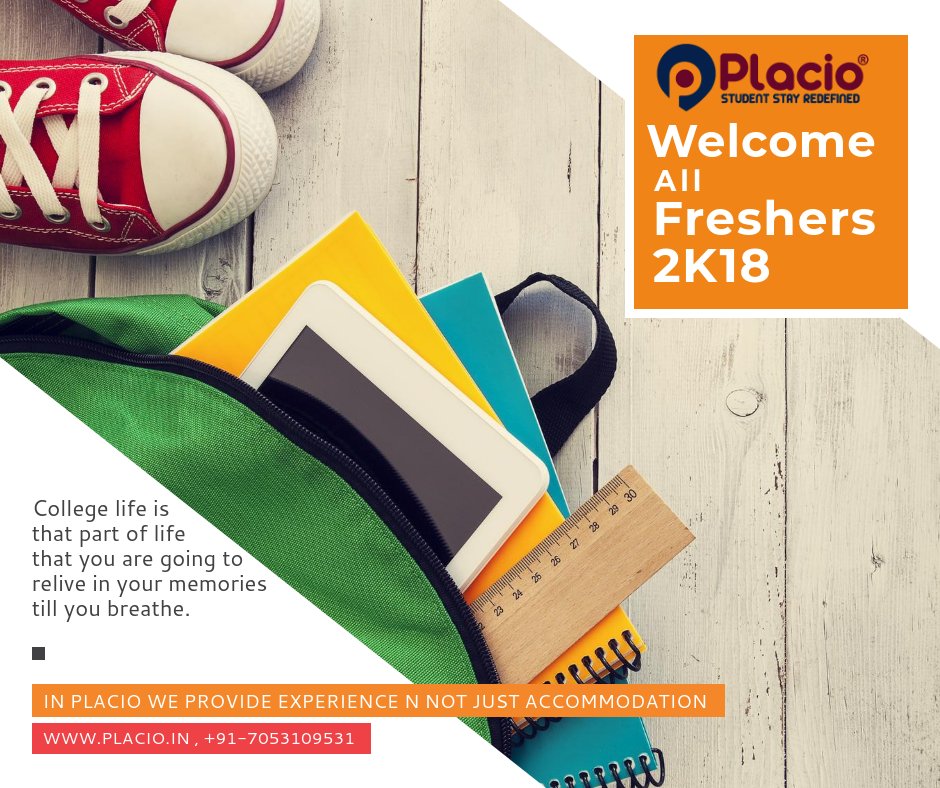 placioindia's tweet photo. Placio Welcome All Freshers 2k18
#Placio #StudentHousing #StudentAccommodation #Freshers2K18 #CollegeLife #CollegeStudents #StudentStayRedefined #DelhiNCR #Lucknow #Indore https://t.co/8B7sOiwVmB