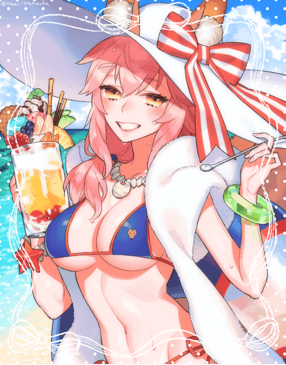 玉藻の前(水着) 「???⛵️ 」|皿のイラスト
