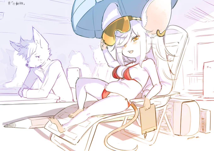 小動物 #メスケモ版深夜の真剣お絵描き60分一本勝負 