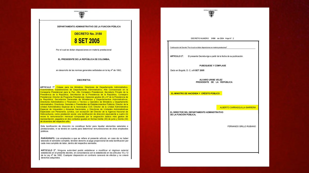 En junio de 2005 el ministro Alberto Carrasquilla firmó el acto legislativo quitándole la mesada 14 a los pensionados. Unas semanas después firmó un decreto que ordenó pagar 16 mesadas al año para él mismo y otros altos funcionarios. El plutócrata semana.com/opinion/articu…