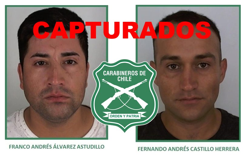 Carabdechile's tweet photo. Gracias al trabajo de análisis criminal y la ayuda de la ciudadanía, #Carabineros #Iquique #Os9 recapturó a dos peligrosos condenados que se habían fugado desde cárcel de Colina, y que pretendían abandonar el país. #Duermetranquila Seguimos velando por tu seguridad #MásCercadeTi https://t.co/L16Mdj9oDu