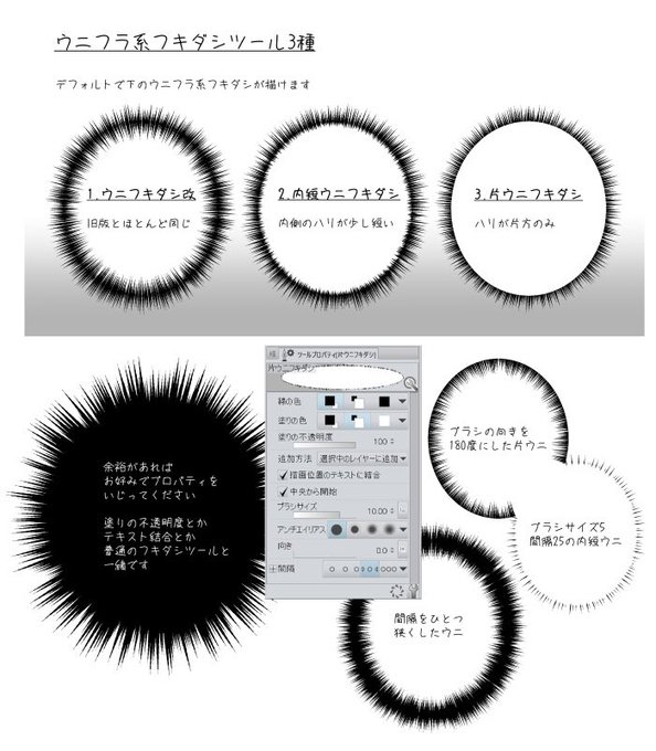 ウニフラフキダシを３種にアップデートしました⤴️
色々余裕がないときに一発描きできる簡単ツールです??
（ほんとは余裕をもって描きたいね
ウニフラ系フキダシツール3種 by ばれった … 