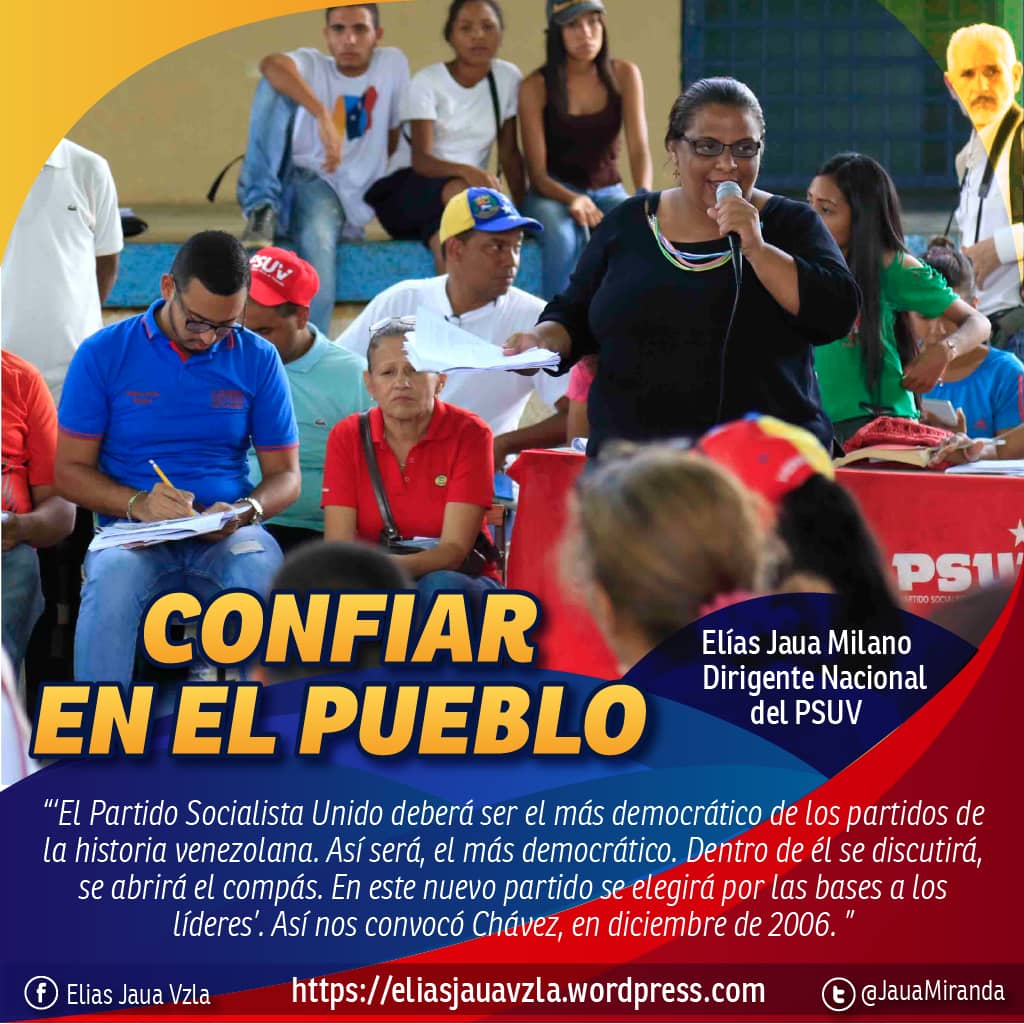 CONFIAR EN EL PUEBLO || La renovación de los métodos de dirección, de elección y la profundización de la democracia interna será el resultado de nuestra lucha <a href="/JauaMiranda/">Elías Jaua</a> goo.gl/4CCBPa