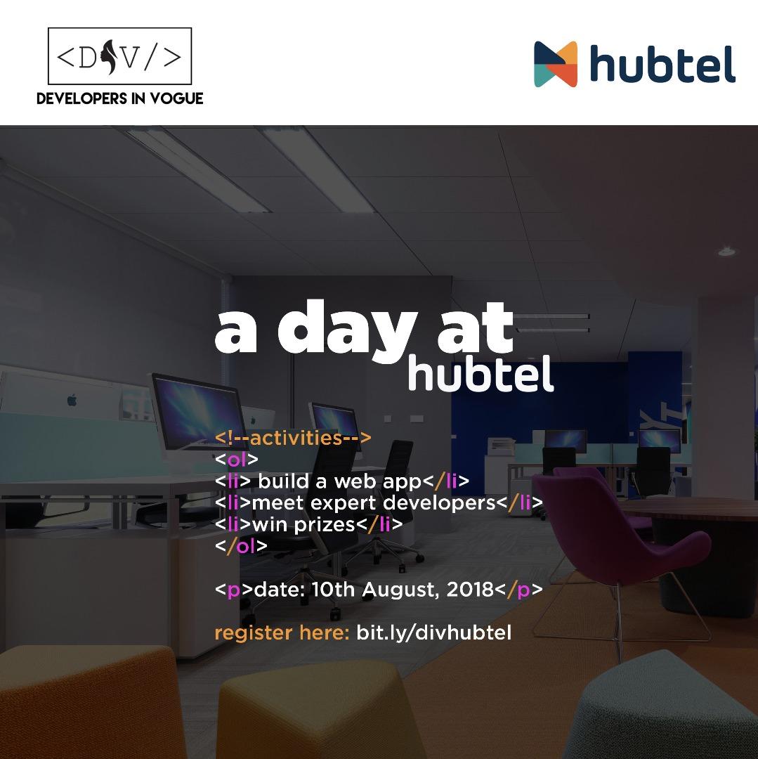 jectey_asare's tweet photo. #developersinvogue #Div #hubtel
Ladies apply if u can!!!💃💃💃 
Want to learn something new?🤷🏽‍
Register today - https://t.co/fo8IAVbm5l
N.B: Females only. Registration deadline on 23/07. @devinvogue
#hubtel https://t.co/PisverD0lH
