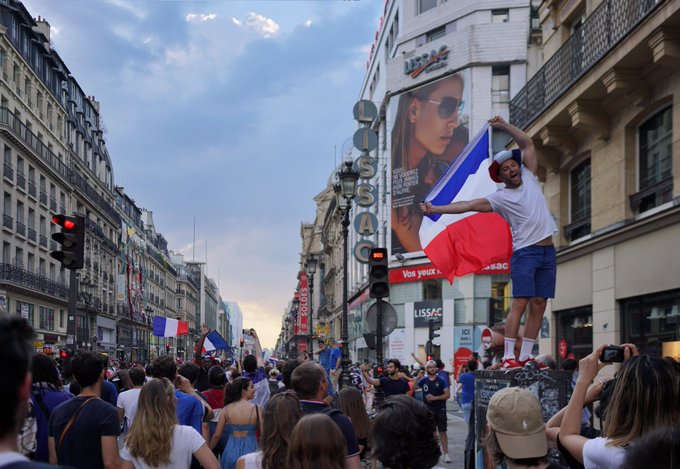 Lucky to be in the right place at the right time. Watching &amp; celebrating France&rsquo;s #WorldCup final victory<a href="/tag/worldcup"class="tags"><span>#worldcup</span></a>