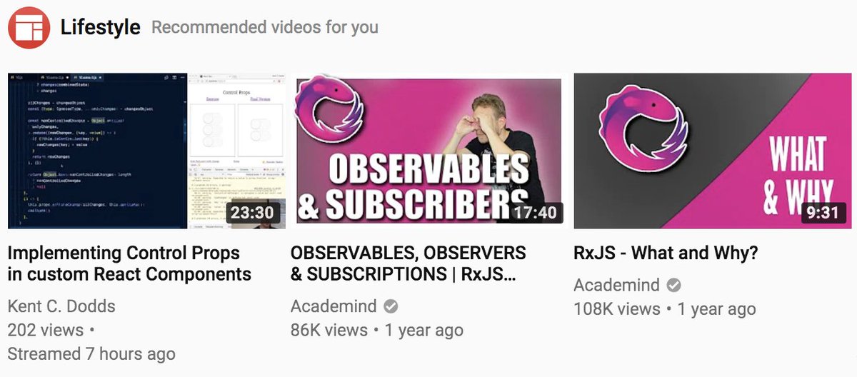 Youtube lifestyle video recommendations. All tech.