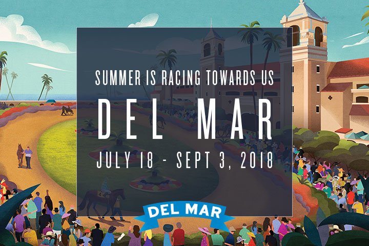 DelMarRacing's tweet photo. Everyone knows the real kickoff to summer is Opening Day at Del Mar. Catch up on all this summer has to offer at the track: https://t.co/pXZ63RN94M https://t.co/ylyz5ogU1W