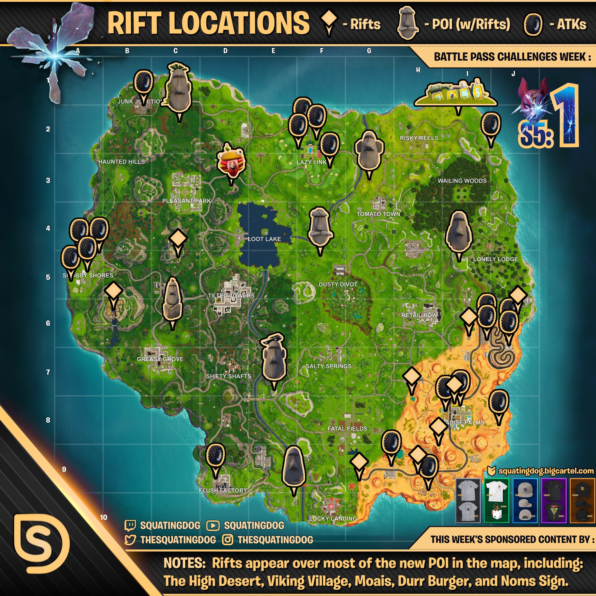 fortnite battle royale season 5 challenges week 1 - fortnite season 5 week 8 cheat sheet