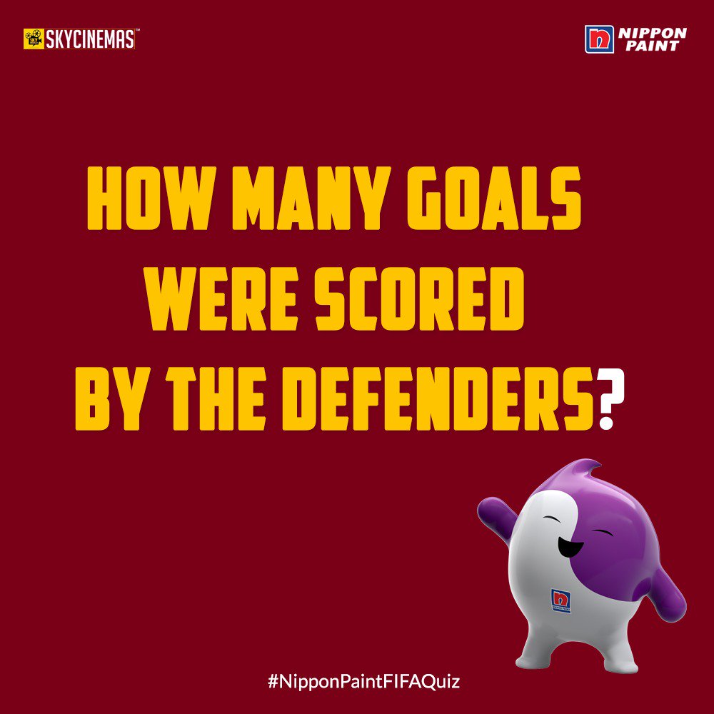 Seemajain515's tweet image. Retweeted Nippon Paint India (@NipponIndia):

#ContestAlert 

Q7 ) How many goals were scored by the defenders ? 

Mention #NipponPaintFIFAQuiz with your answer in order to have your answers considered. 

#ColoursThatScore
#NipponPaint #WorldCup