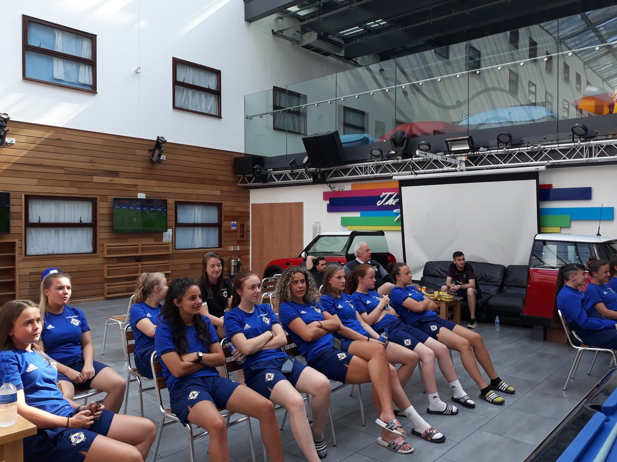 AlfieWylie's tweet photo. NI U19 players and staff watching the World Cup Final at Queen Ethelburga's Collegiate @chris_elliott57 @noelmitchell66 @Tiarna297 @EmmaMcMaster6 @louisemcdaniel0 https://t.co/KARBSWtSFo