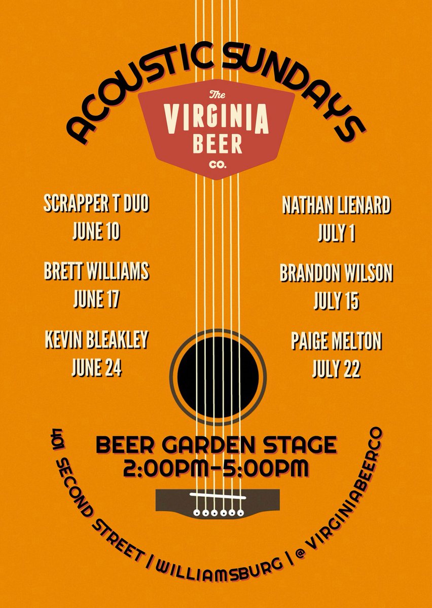 VirginiaBeerCo's tweet photo. Sunday at 401 Second St. means draft beer, bottle specials, takeaway deals, #AcousticSundays on the #VAbeer Garden Stage, and a #foodtruck along for the ride.
Two new brews to try today, #GermanSnackShack from 12-6 pm, and @BrandonWilson1 LIVE from 2-5!
https://t.co/IQNIIGKtZj https://t.co/gQhjufOnKF