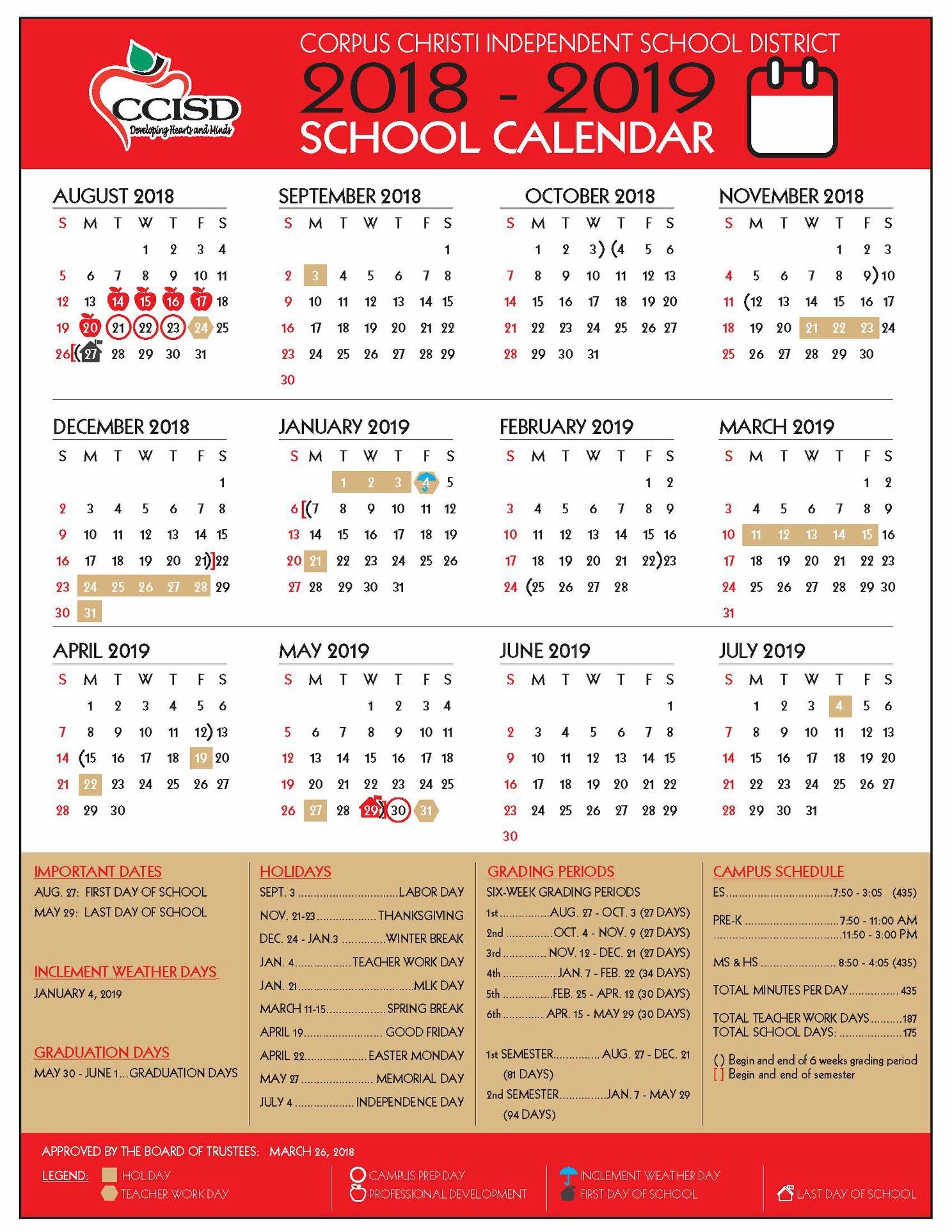 Windsor Park Es 18 19 Ccisd Calendar Note First Day Of School Monday August 27th New School Hours Are 7 50 3 05 T Co 6zgh5hejsn Twitter