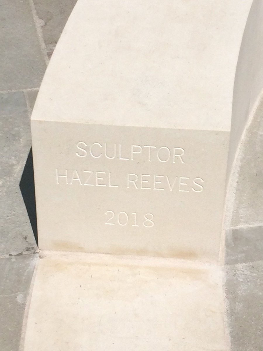 More posing, this time with the Portland stone end piece of the #EmmelinePankhurst <a href="/OurEmmeline/">Our Emmeline</a> Meeting Circle, with my name - first time I've been Hand-carved in stone!