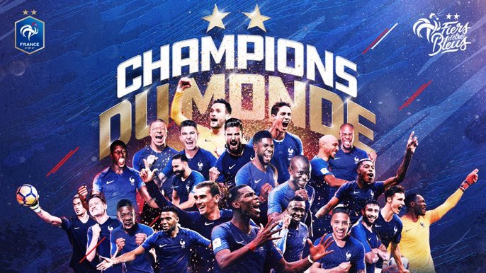 TF1's tweet photo. CHAMPIONS DU MONNNNNNNNNNNDE ⭐⭐⁠ ⁠! L’@equipedefrance est championne du monde de la #CM2018 ! 👏🏻🇫🇷⚽️🏆#FiersdetreBleus https://t.co/dlH8526jNq