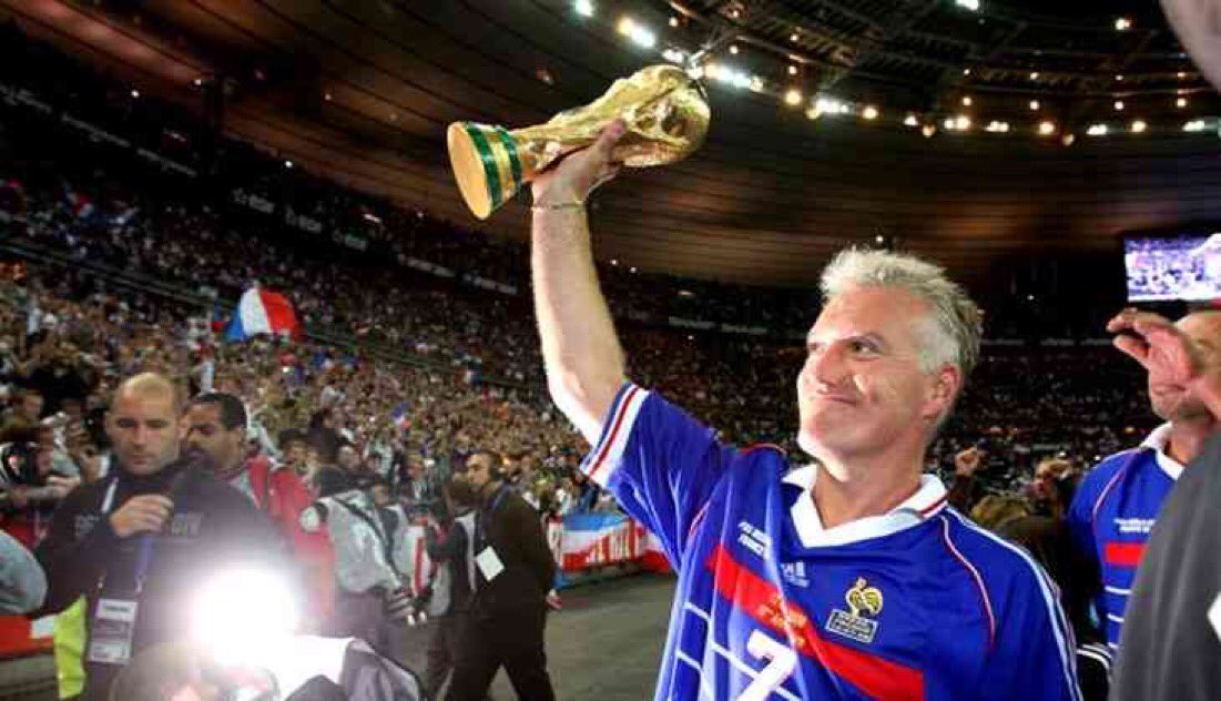 _Euro_2020's tweet photo. After winning their first World Cup with Deschamps as captain in 1998, France have won their second World Cup trophy with Deschamps as manager exactly 20 years later. https://t.co/0rHU2VyRtD