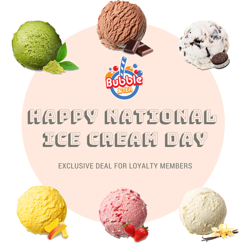 bubble_and_tea's tweet photo. Happy National Ice Cream Day! ๐ฆ
๐For our #Loyalty Member: Get 1 #Free Ice Cream with purchase of any drink! (Use your email code to redeem)
.
.
.#icecream #sweet #happy #Fosselmans #matcha #chocolate #cookiesncream #strawberry #mango #vanilla #yummy #foodie #LetsdrinkBnT https://t.co/LqHLhwfxnK