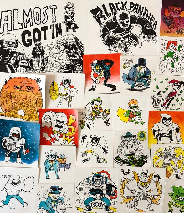 I won't be at Comic-Con this week, so instead I'll be posting original art at https://t.co/LBWkls06VA every morning this week, starting tomorrow at 7:30AM PST. Hope to see you there! 