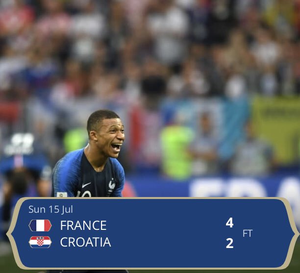 No matter your favorite team, that was an incredible World Cup. Now, just to wait 4 years and 4 months for the next one. #WordCup2018