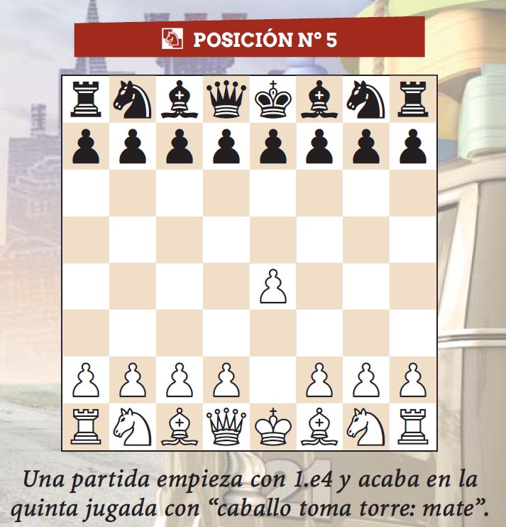 revistaPDR's tweet photo. #ConcursoPDR 😎🏆 Rompecabezas de verano 05 😎🏆 Una partida empieza con 1.e4 y acaba en la quinta jugada con “caballo toma torre: mate” » Haz RT y sígue a @revistaPDR para concursar ¡Grandes premios! Reglas y formulario del concurso: https://t.co/mTuB9lItMj https://t.co/8M9r6EnRgs