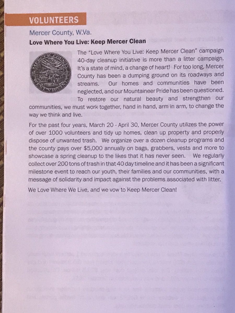 KeepMercerClean's tweet photo. Honored to be recognized for our community mobilization efforts.  #keepmercerclean is a national winner in community volunteerism.   Thanks NACo!!!!   #NACoAnn #nacotweets https://t.co/PVNyXUS1PQ