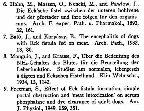 How did NH3 get involved with  #HE in the first place?Step 1: In 1877 Eck develops the first successful vascular anastamosis, a portocaval shunt.  https://www.ncbi.nlm.nih.gov/pubmed/9186464 Step2: Pavlov improves itStep3: Dogs get goofy after eating meat:"Meat stupor"Step4: What's up with meat!?