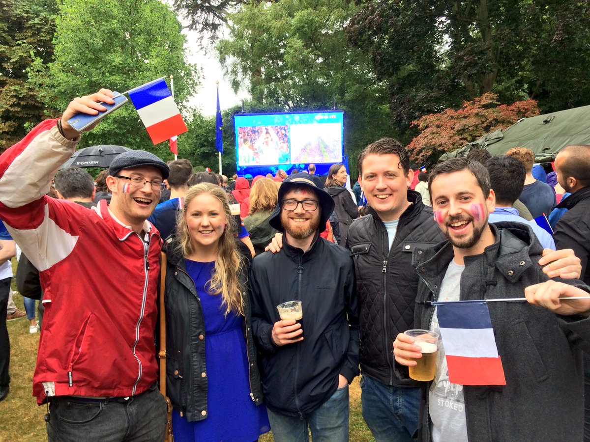 FranceinIreland's tweet photo. So much happiness around Ireland among the French community after the French victory! Congratulations to the Croatian team for a beautiful #WorldCupFinal! #WorldChampions #WorldCupRussia2018 #AllezlesBleus #FiersdetreBleus https://t.co/EFC9N8Ygqz