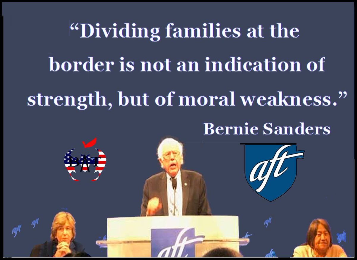 NYStateBATs's tweet photo. Bernie's right! Dividing families is a moral weakness. #Resist #FamiliesBelongTogther
https://t.co/Lnf7QYIqZU @BadassTeachersA #TBATs #AFT18 #AFT2018 https://t.co/FGEo7Bj5zq