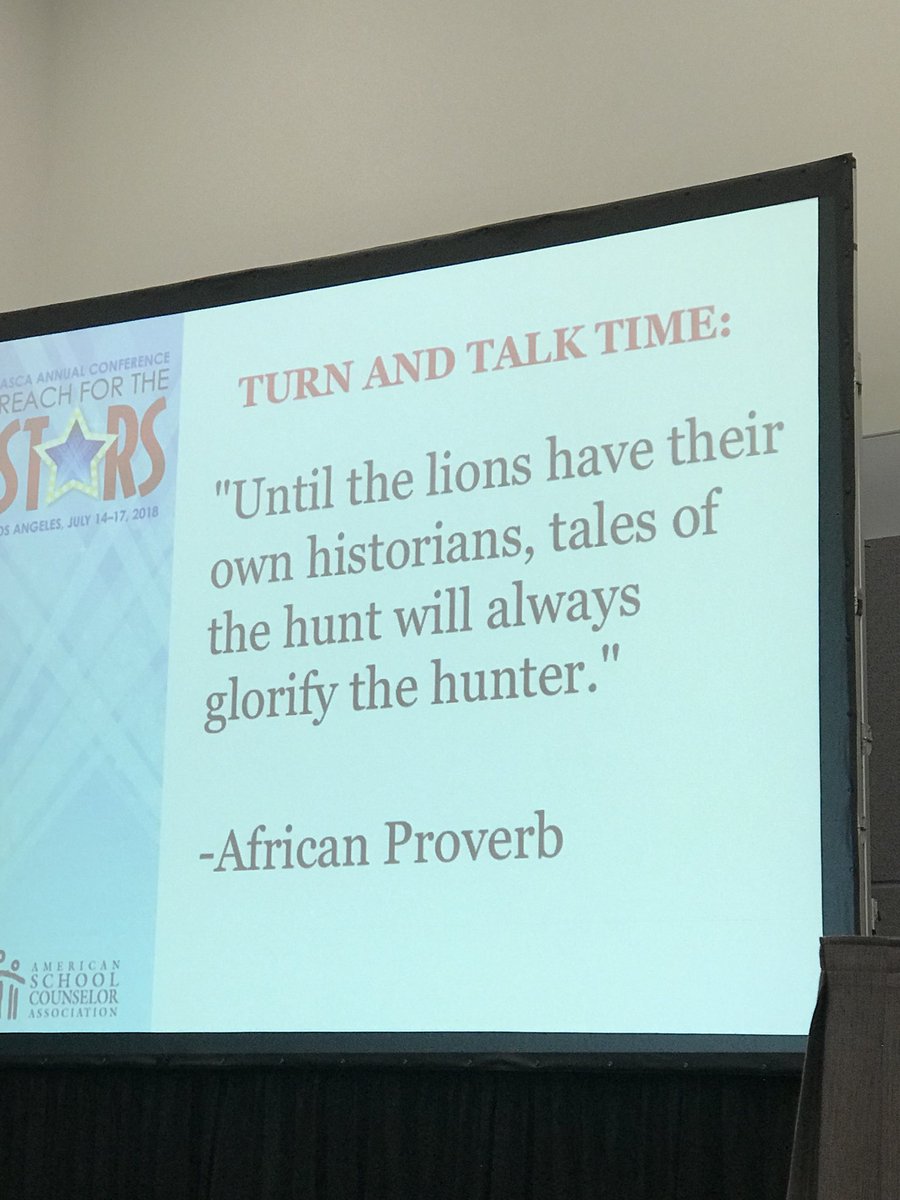 ErikaLizette18's tweet photo. Truth!!! โ๐ฝโ๐ฝโ๐ฝ #ClimateOfEquity @Carlettahurt said it perfectly, as counselors we are the lions protecting our cubs (students). Letโs give them opportunity to learn and discuss equity and social justice so they can be their own historians!! #ASCA18 https://t.co/CRKl2ZZXjb