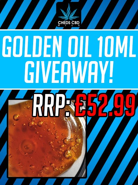 CbdCheds's tweet photo. *GIVEAWAY TIME* #CBDgoldenOil #CBDoil #Giveaway
This Week There Will be 1 huge WINNER!
We are giving away 10ml of CBD Golden Oil 
*RRP: £52.99*
Giveaway Starts at 8PM Tonight, ending 22/7/2018
Enter Here: https://t.co/f5VBPfwj32 https://t.co/Zym3IqEby2