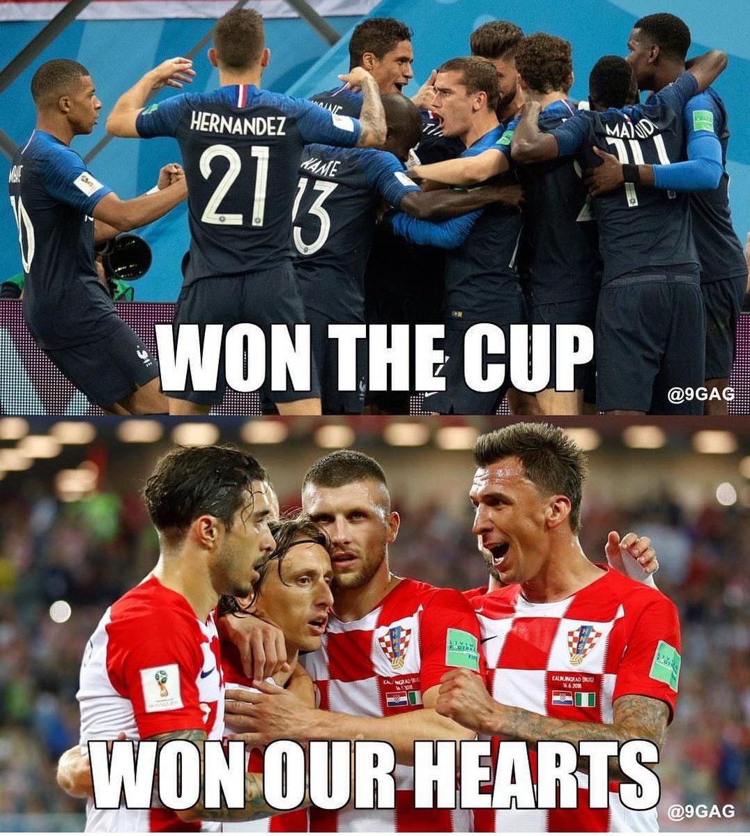 Wickedsarcasim's tweet photo. Congrats France 🇫🇷
Well done Croatia 🇭🇷
#worldcup #france #croatia #bestmenwon #worldcuphumor https://t.co/GpBWXf9yUb