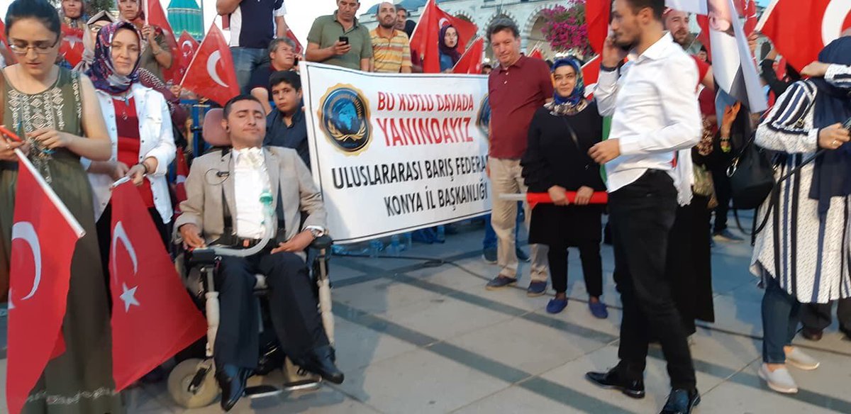 UbfedB's tweet photo. Sen ne güzel bir şehirsin Konya...
Konya, her zaman hain darbecilere karşı, milli iradenin temel taşı olmuştur.
Mevlana Meydanı’nda UBFED Uluslararası Barış Federasyonu olarak Konyalı hemşehrilerilerimizle 15 Temmuz Destanı’nda bir aradayız. 
 #MilletinZaferi15Temmuz https://t.co/hCWdKMxL76