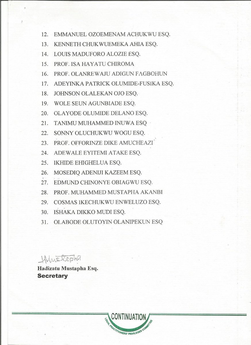 SupremeCourtNg's tweet photo. List of New Senior Advocates of Nigeria. https://t.co/K0UDQforgI