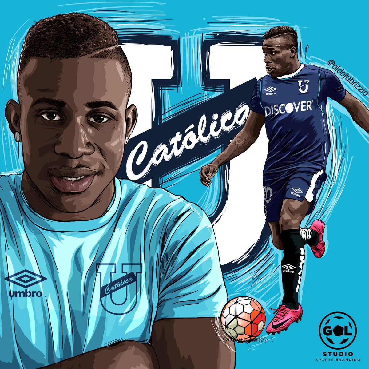 Studio_Gol's tweet photo. Kevin Mercado. Delantero.23 años. Ha pasado por el fútbol de España, Argentina, Bulgaria y está de regreso en Ecuador vistiendo la camiseta del Equipo Camarata. @UCatolicaEC @kevinmercado7 ⚽️🚂💙

Ilustración: @AldoFabrizzio https://t.co/OHpN2UMy37
