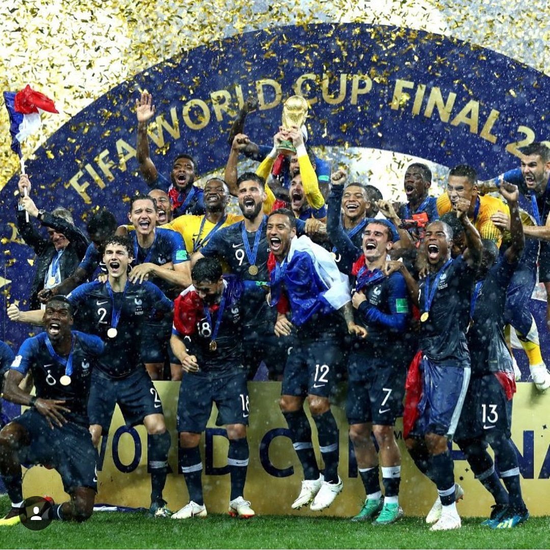 CEOofHappYness's tweet photo. Vive la France! This is what working together could look like; 16 of the 23 players on the team are immigrants or children of immigrants. This shows what we could do when we ALL no matter where we come from bring our SKILLS, TALENT, EXPERTISE, PASSION and COMMITMENT to one GOAL. https://t.co/IywSIEROTO
