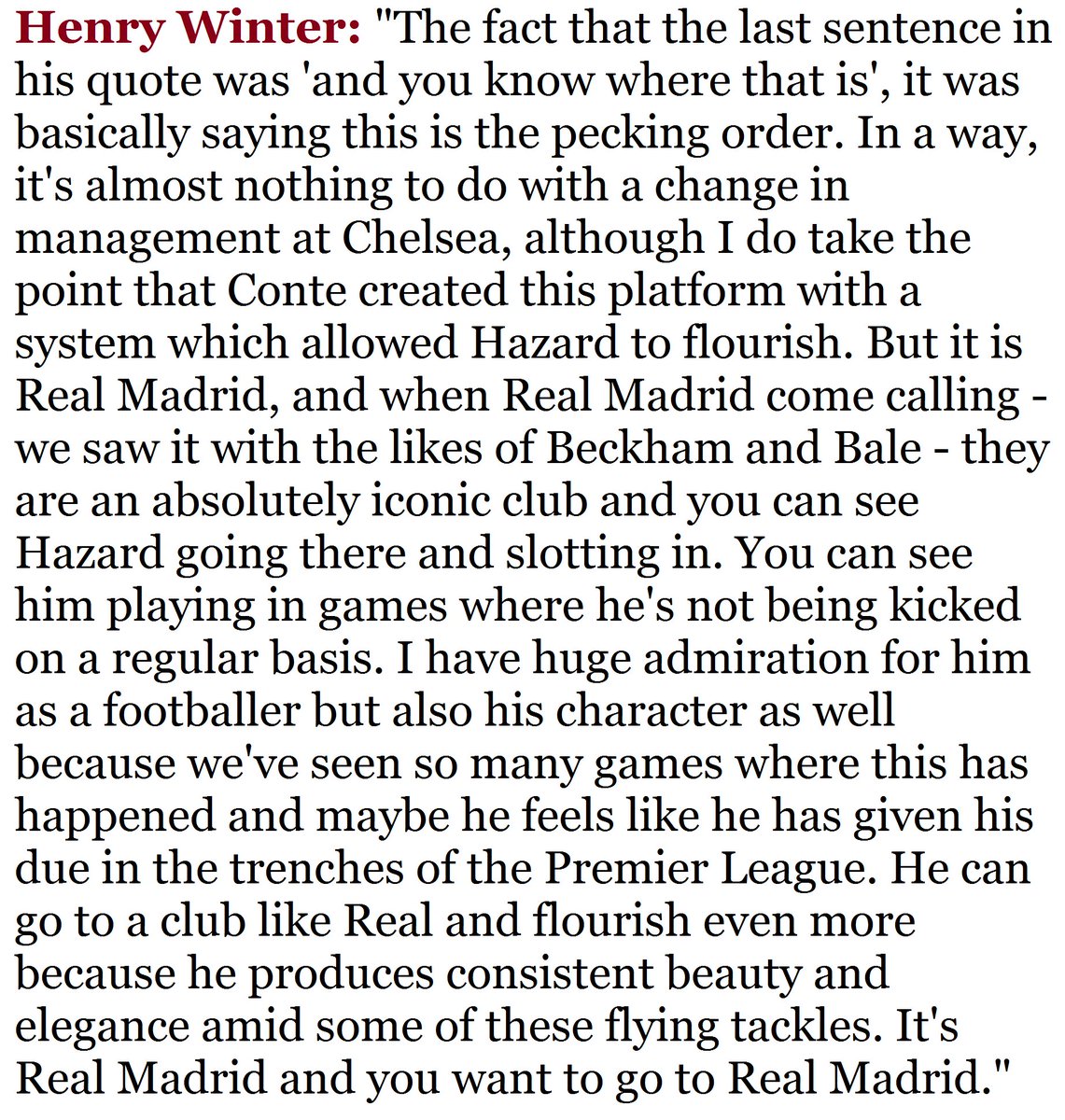 The Times' chief football writer Henry Winter & the Mirror's chief sports writer Andy Dunn on Hazard to Real Madrid.