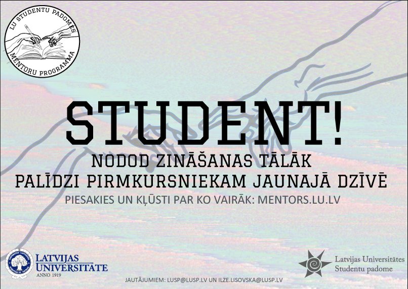 LUBFSP's tweet photo. Hey, student! Vai atceries, kā spēri savus pirmos soļus universitātē? Tagad ir Tava iespēja kļūt par mentoru un nodot savas zināšanas tālāk. Piesakies līdz 1.augustam vietnē https://t.co/S5nQ9L847j
Vairāk info: https://t.co/PsKu6t3tNr https://t.co/6s9KnXTEpQ