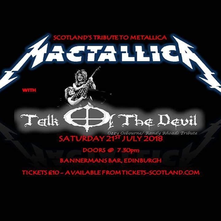 Rescheduled from earlier in the year........ We'll be rocking <a href="/BannermansBar/">Gigs</a> in the capital this Saturday with our mates MacTallica...... See ya there!!!!
ALL ABOARD!!!!!!!! 🦇🤘🦇