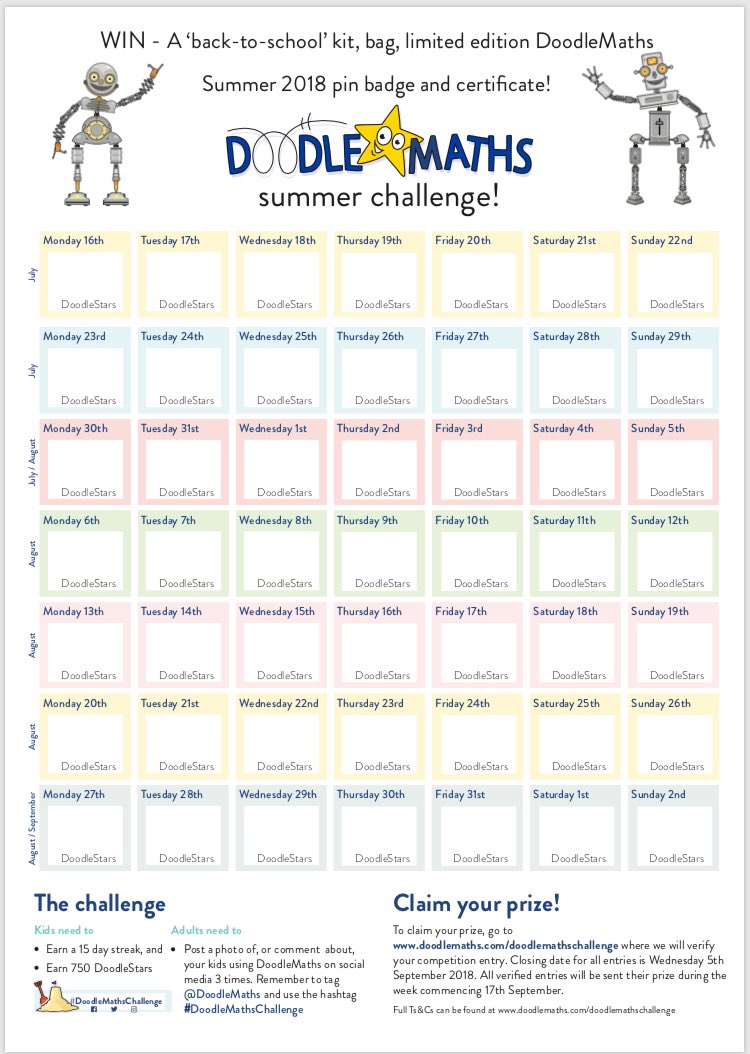 MissYogaRoberts's tweet photo. Get ready @ParagonBath ...the @DoodleMaths Summer Competition begins tomorrow...#paragonmaths #prizes #DoodleMathsChallenge https://t.co/DqdwrnGZqk