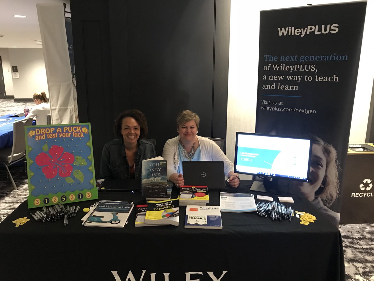the_hefwa's tweet image. Our friends from Wiley are here at #hefw18 as a gold sponsor. Stop by and visit, and play for a chance to win a $100 amazon gift card! #wileyPLUS @jennjoyg