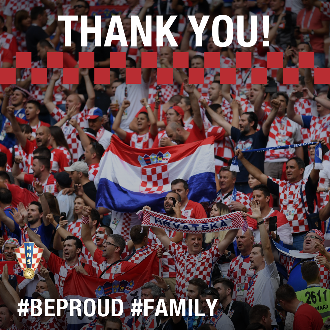 HNS_CFF's tweet photo. 🔴⚪️ Dear #CRO fans! Thank you so, so much for sharing these fantastic #WorldCup moments with us, in every part of the world. Your support remains our strength.  🔴⚪️

#BeProud #Family #Vatreni🔥 https://t.co/PuC2kT33zf