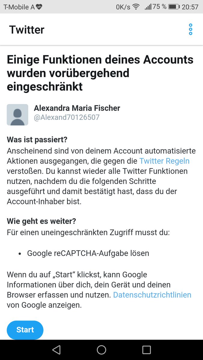 Erst ein paar Stunden auf Twitter und schon 2mal “Account vorübergehend eingeschränkt“ 😊 #ThugLife