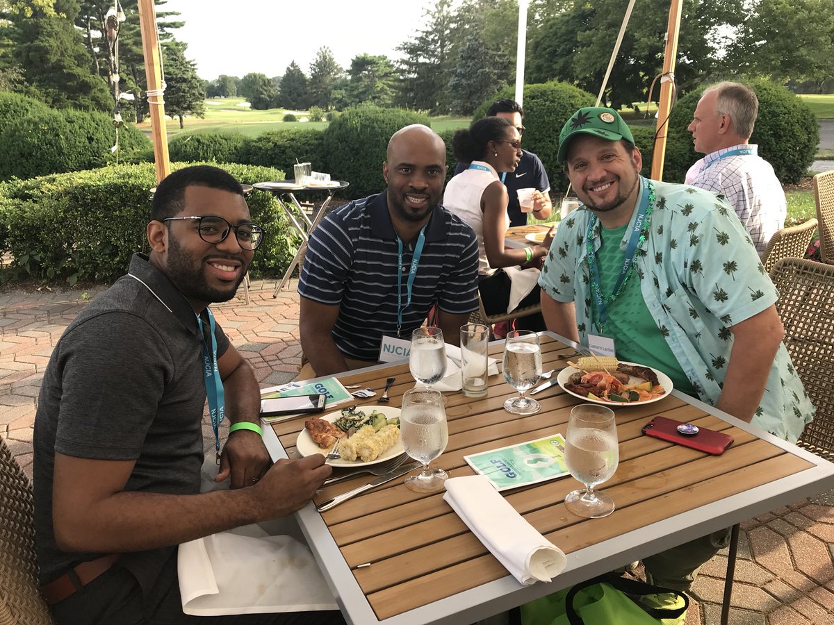 _NJCIA's tweet photo. The #NJCIAGolf18 reception is on as attendees and guests enjoy dinner as the sun sets at the Linwood Country Club #mj4nj #njcia https://t.co/pVk58QrSBr