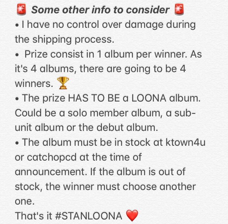 Tamblah1's tweet photo. ✨ [WORLDWIDE #GIVEAWAY] ✨

Fellow orbits! 💫 #LOONA's debut is near! We have to celebrate 🎉
I'll be giving away FOUR albums at winners' choice! 😲 Yes, FOUR! 🏆

• Must be following
• RT to enter

Winners Announcement: August 19, 00:00 (KST)

More info on the image below 🚨 https://t.co/Ljk3Y7oC3v
