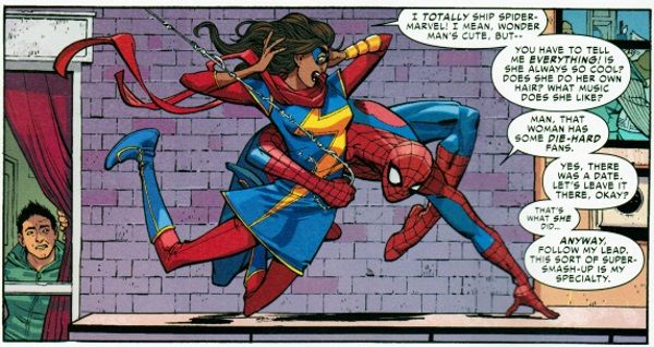 I got to this point in my comic. I guess Carol Danvers and Spidey went on a date.
