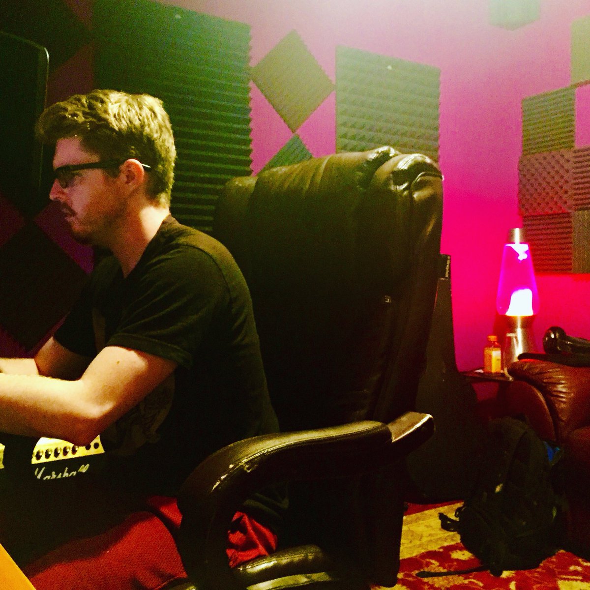 CodyCivilians's tweet photo. Red lights and a lava lamp are a studio essential. Day 3 of recording. https://t.co/g8fenkG2v4