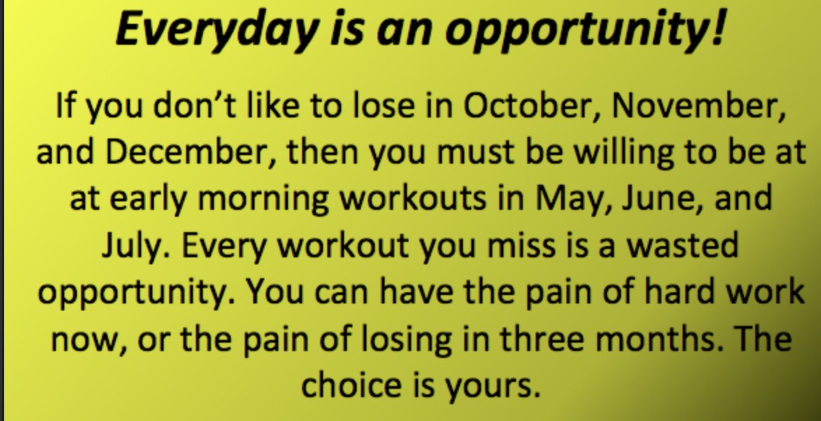 2012 was the first year our players "Bought In" to off-season workouts. Since that time 65-12 (6 Seasons). Secret to Success = Great Athletes + Hard Work.