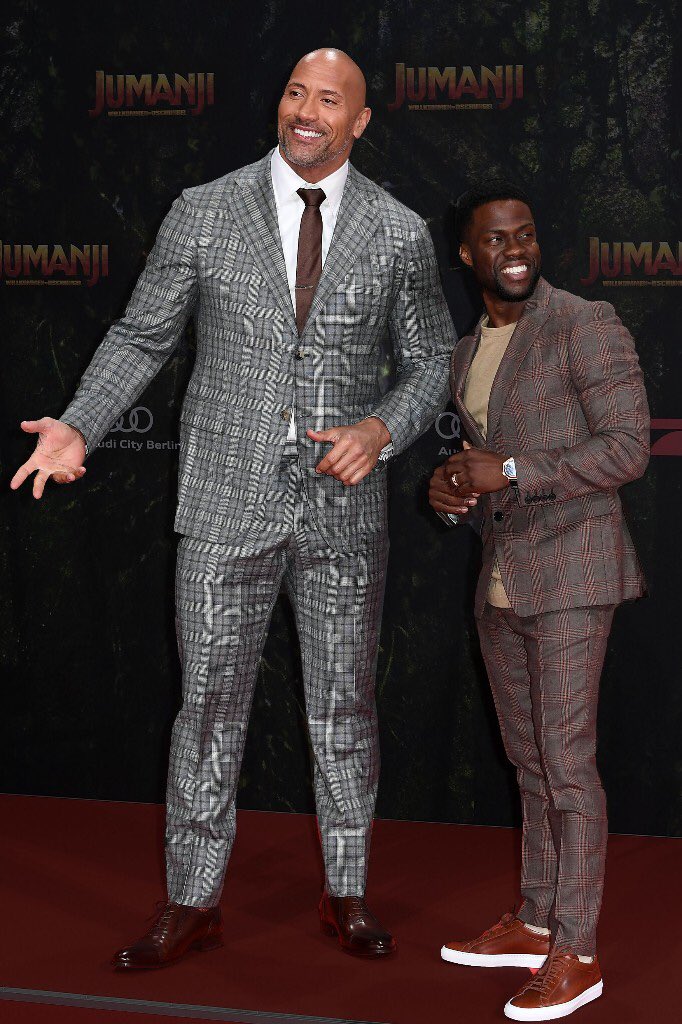 #Celebrity 
 #PlaidCheckSuit
#boldlooking 
 #sneakers  #coollook dressshoes #classicmenswearstyle
#Checksuits style well with a #dressshirts or casually with #sweaters  tees.
#standout 
#TheRock iwearing #customIsiaasuit  $5,000
#KevinHart is wearing #DriesVanNoten suit $2,200